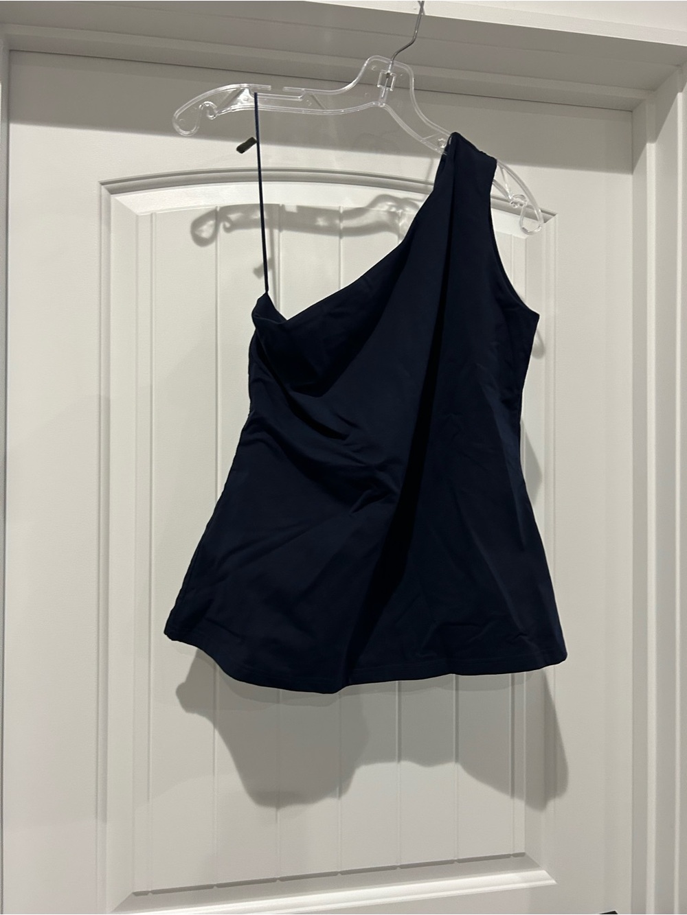 Women’s One-Shoulder Navy Tank Top